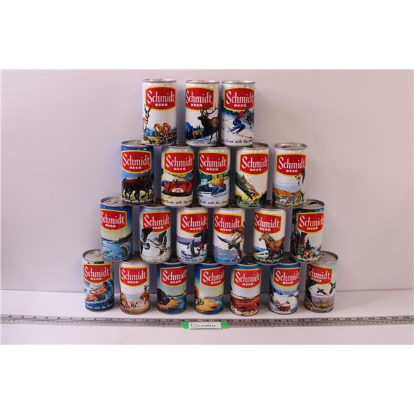 (21) Schmidt Vintage Beer Cans - Empty, Except Horse Can Has Liquid