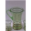 Image 3 : Vintage Green & Gold Pitcher & (6) Drinking Glass Set