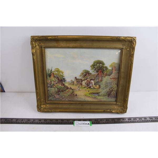 Vintage Wooden Framed Wall Art 13.5" x 16.5"