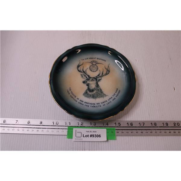 Buffalo Pottery Elks Club Commemorative Plate - 7.5" Diameter - Two Small Chips, as Pictured
