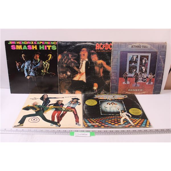 (5) Records: Jimi Hendrix, AC/DC, Jethro Tull, Saturday Night Fever, Edgar Winter Group