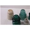 Image 2 : Glass & Ceramic Insulators: (4) Green & (2) White Cream & (1) Grey