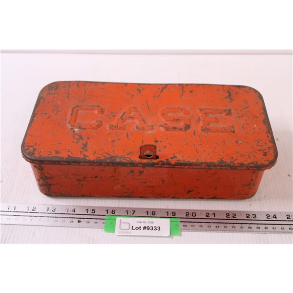 Vintage Case Orange Metal Tool Box - 12" x 6" x 3.5"