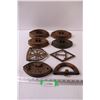 Image 1 : (5) Antique Sat Irons, Handle & (2) Trivets