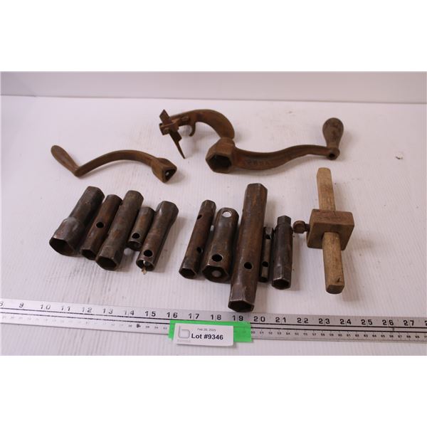 (10) Tire Iron Sockets, (2) Handles, (2) Wood Guides