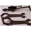 Image 3 : French Breast Drill, Horse Shoes, Vintage Farm Wrenches (2 3/4" Box End & 1 3/4" Open End)