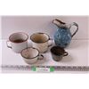 Image 1 : (5) Enamel Cups & Pitcher