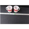 Image 1 : (2) Fire King White Glass with Red Diamonds Coffee Cups