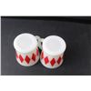 Image 3 : (2) Fire King White Glass with Red Diamonds Coffee Cups