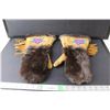 Image 1 : Beaded Moose Hide with Rabbit Fur Gauntlets 14.5" Long