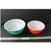Image 1 : (2) Vintage Pyrex Nesting Bowls Red & Green- 8.5" & 7.25"