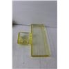 Image 2 : Yellow Glass Set- Perfume Bottle, Decanter, Tray 9.25" Long & Storage Box