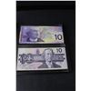 Image 2 : Bank of Canada (2) Ten Dollar Bills Collector Set 1986-2001