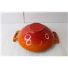 Image 3 : Orange Cast Iron Wok 15.25" Wide