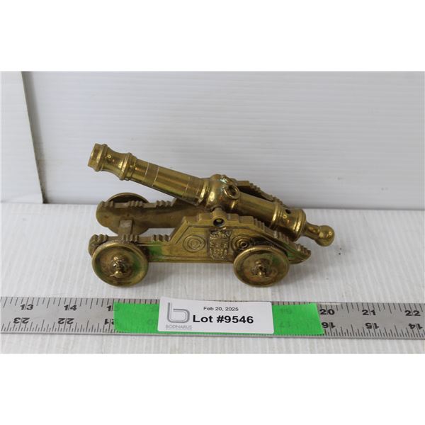 Vintage Model Brass Cannon 6.25" Long