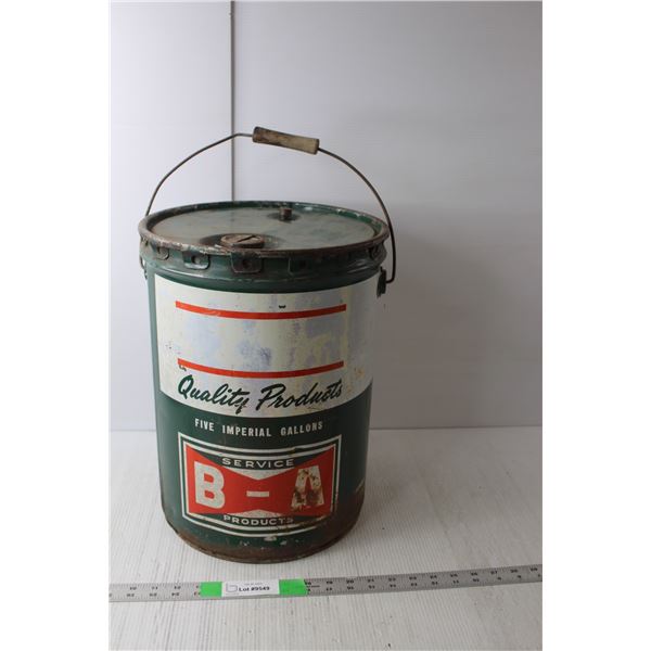 Vintage B-A Service Products Five Gallon Tin Pail 15.75" Tall