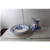 Image 1 : F. Winkle English Ceramic Pitcher 12" Tall and Basin 16.25" Wide