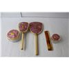 Image 2 : Vintage Toiletry Set- Comb, Brush, Mirror & (2) Glass Containers