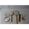 Image 3 : Vintage Toiletry Set- Comb, Brush, Mirror & (2) Glass Containers