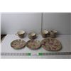 Image 1 : Lord Nelson Ware "Briar Rose" Flower Dish Set- (3) Plates, (2) Cups, Creamer, Sugar Dish