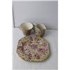 Image 2 : Lord Nelson Ware "Briar Rose" Flower Dish Set- (3) Plates, (2) Cups, Creamer, Sugar Dish