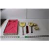 Image 1 : Vintage Toiletry Set- Comb, Brush, Mirror & (2) Glass Containers