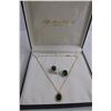 Image 2 : Fifth Avenue Collection Set of Handmade Green Jeweled Necklace & Earrings in Original Case