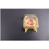 Image 2 : Vintage Glass & Metal Footed Jewelry Box