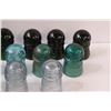 Image 3 : (14) Glass Insulators: Green, Blue, Clear & Set of Jacks