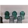 Image 3 : (12) Glass Insulators: Green, Blue, Clear, Light Blue