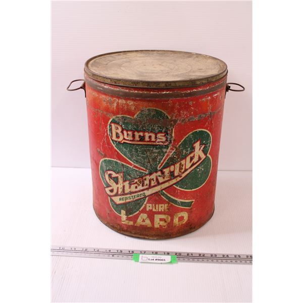 Burns Brand Shamrock Lard Collectors Tin -14.5" x 13"