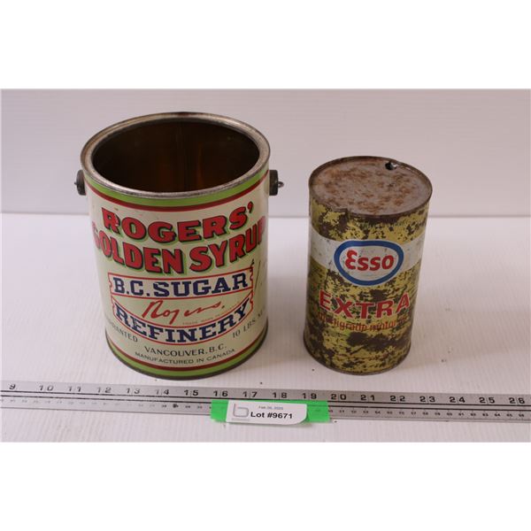 (2) Rogers Golden Syrup Tin & Esso Extra Oil Tin (Empty)