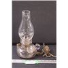 Image 1 : Kerosene Finger Lamp w/Cast Iron Wall Mountable Bracket - 12.5" x 6.5" - Has Crack, As Pictured
