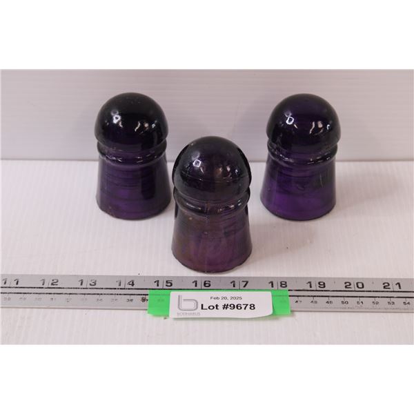 (3) Purple Glass Insulators