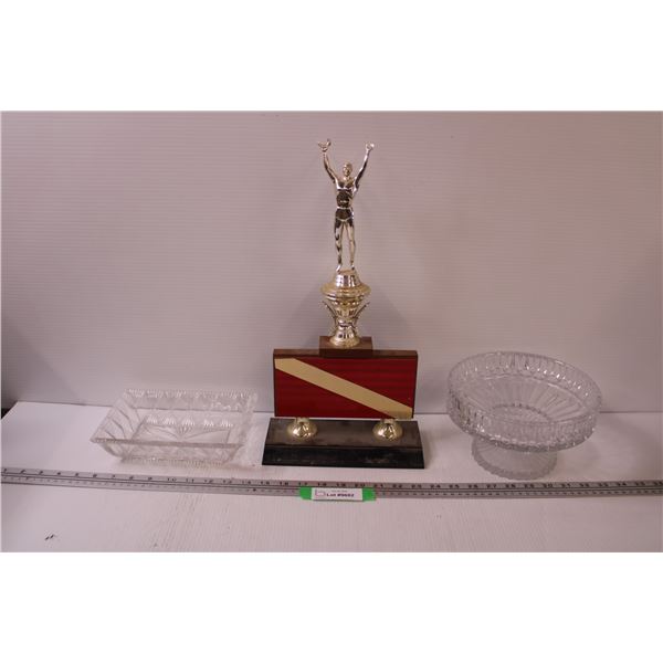 Trophy & Crystal Candy Bowl & Glass Candy Dish