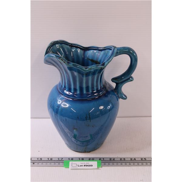 Blue Ceramic Pitcher - 10.5" x 9"