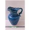 Image 1 : Blue Ceramic Pitcher - 10.5" x 9"
