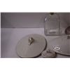 Image 2 : (6) Vintage Lids (Assorted), Glass Decanter, Village Ceramic Pitcher