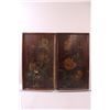 Image 1 : (2) Hand painted Roses Pictures in Wood Frame - 16" x 27" - Some Wear
