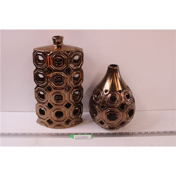 Metal Painted Vases - 14.5" x 10.5"