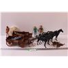 Image 1 : Vintage Lakeside Tex Starr Brand Figurine & Toys Set - Covered Wagon, Cowboys, Horses, Misc.