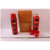 Image 1 : Saskatchewan Roughriders 1968 One Hundred Dollar Dinner Thermos & Leather Carrying Case Set