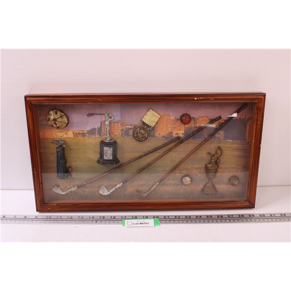 Golf Themed Shadow Box Picture - 21" x 11"