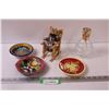 Image 1 : (3) Pottery Candy Dishes, Custom Rocking Chair, Oil Lamp