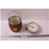 Image 1 : Barrel Ice Bucket - 6" x 5" & Battery Operated Oversized Pocket Watch Style Clock - 7" Diameter