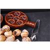 Image 2 : (2) Escargot Ceramic Dishes & Spoons Set w/ Snail Shells