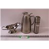 Image 1 : Stainless Steel Lot: Gravy Boat, Coffee Pot, Spray Bottle (Oil or Vinegar)