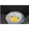 Image 3 : Hand painted Glass Salad Serving Bowl w/Serving Utensils & (8) Salad Bowls Set