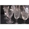 Image 2 : (8) Etched Glass Liquor Glasses & Glass Bowl & Glass Wine Cheese Board
