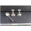 Image 1 : Vintage Pewter Candle Stick Holders and Norwegian Pewter Spoon - Made in Holland